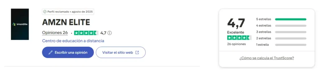 Puntuaciones trustpilot de AMZN Elite